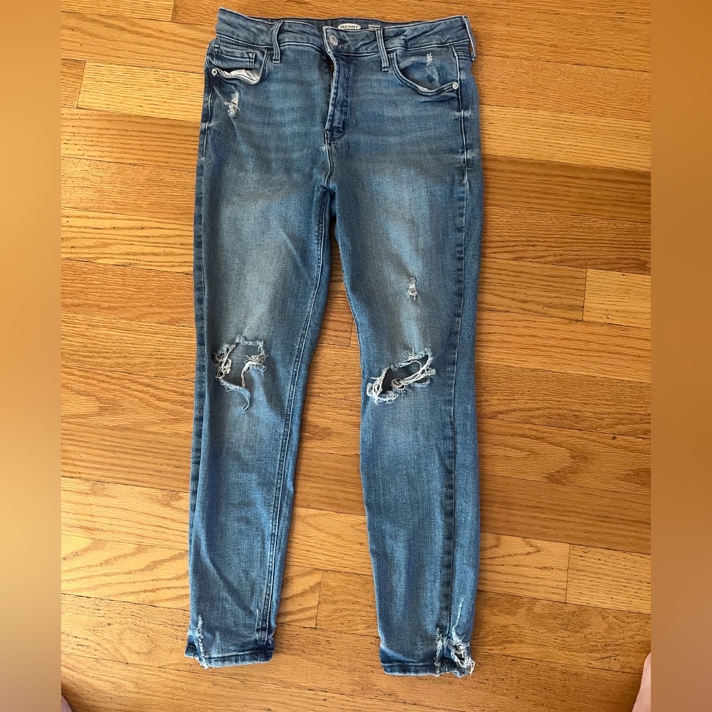 Old Navy Women's Distressed Blue Boyfriend Jeans